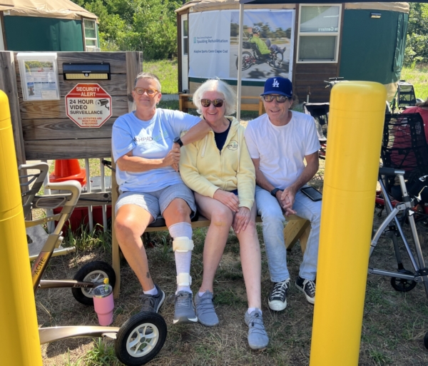 A picture of Dawn on the left with her friends